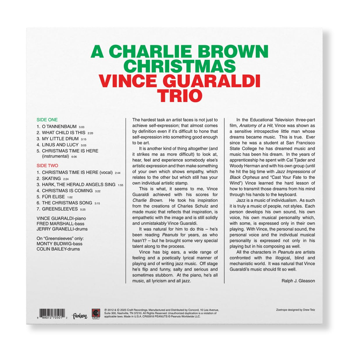 Vince Guaraldi Trio - A Charlie Brown Christmas (60th Anniversary, Zoetrope Vinyl) (LP)