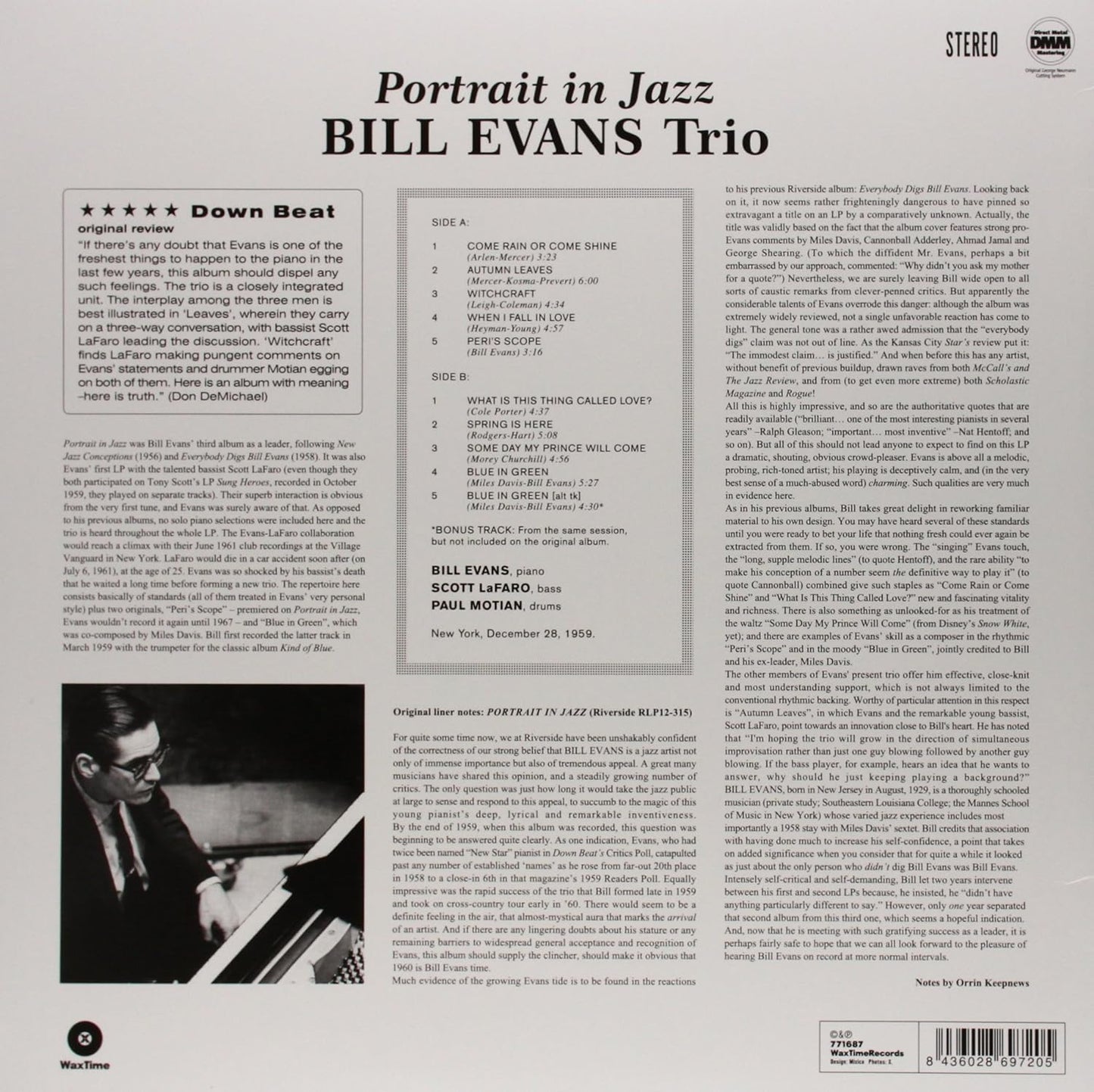 Bill Evans - Portrait In Jazz (LP) - Joco Records
