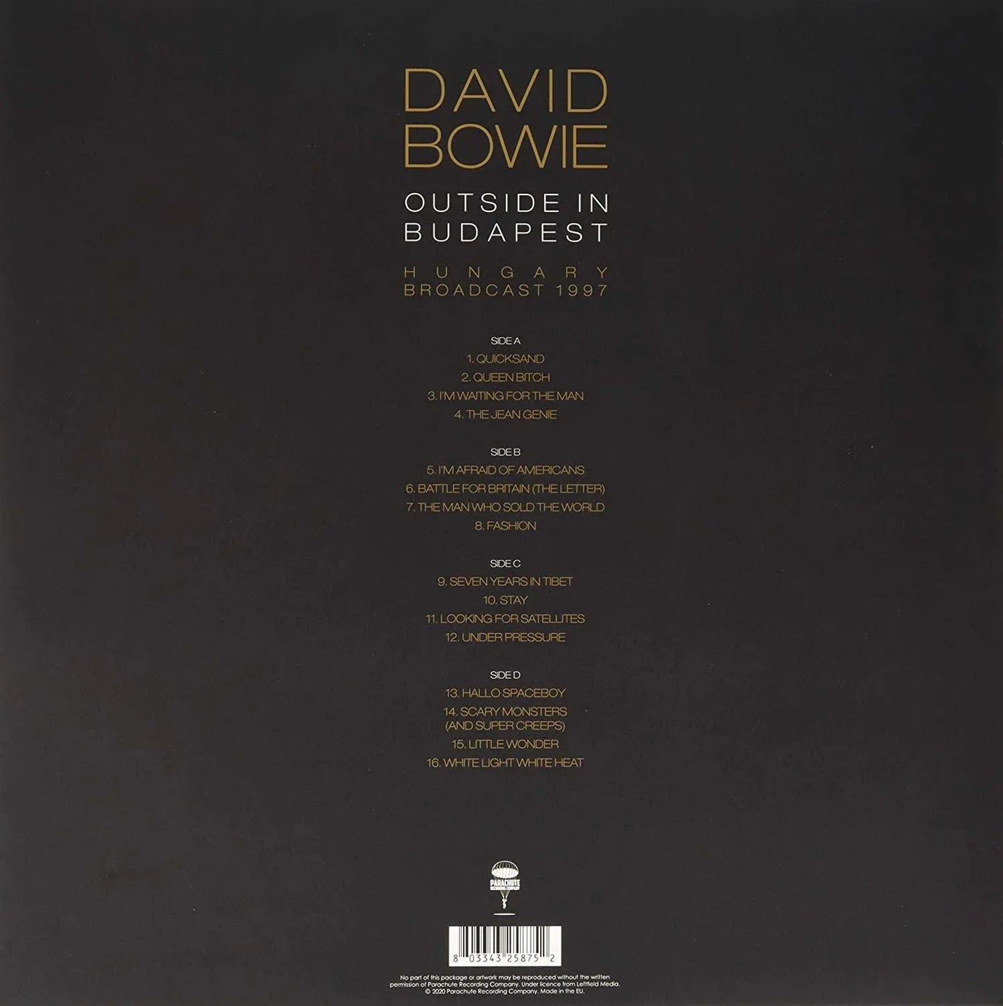 David Bowie - Outside In Budapest (Hungary Broadcast, 1997) (Import, 140 Gram) (2 LP) - Joco Records