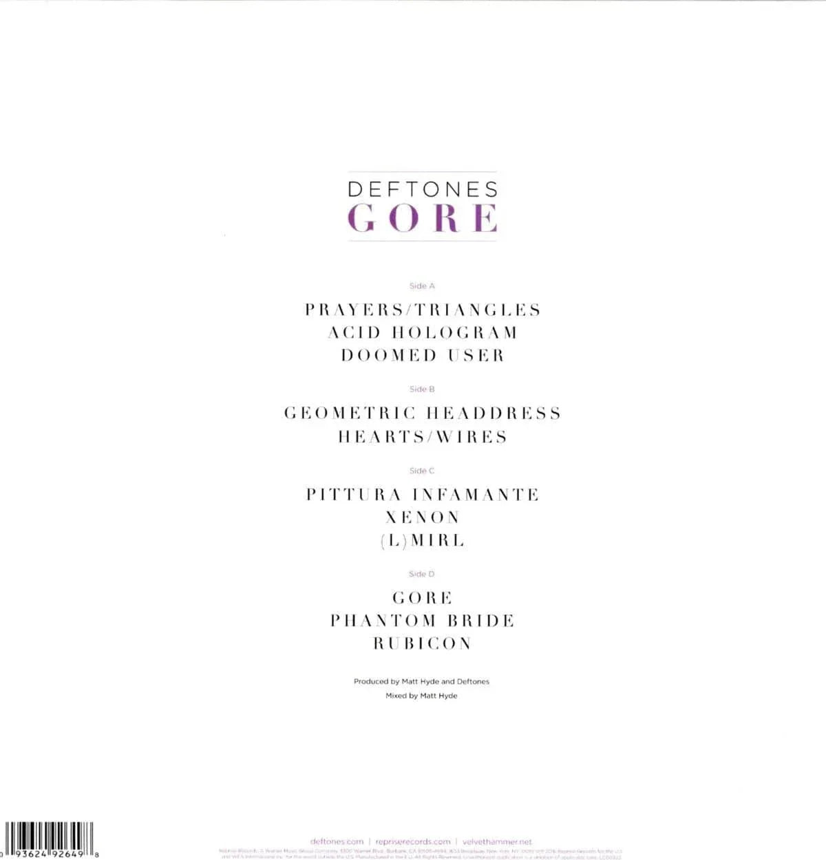 Deftones - Gore (Limited Edition, Gatefold, 140 Gram, White Vinyl) (2 LP) - Joco Records