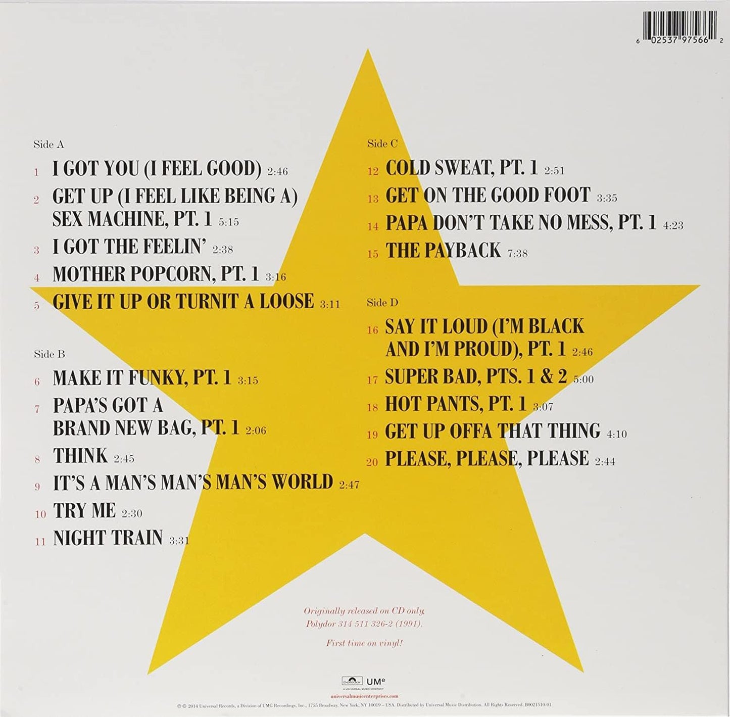 James Brown - 20 All-Time Greatest Hits! (2 LP) - Joco Records