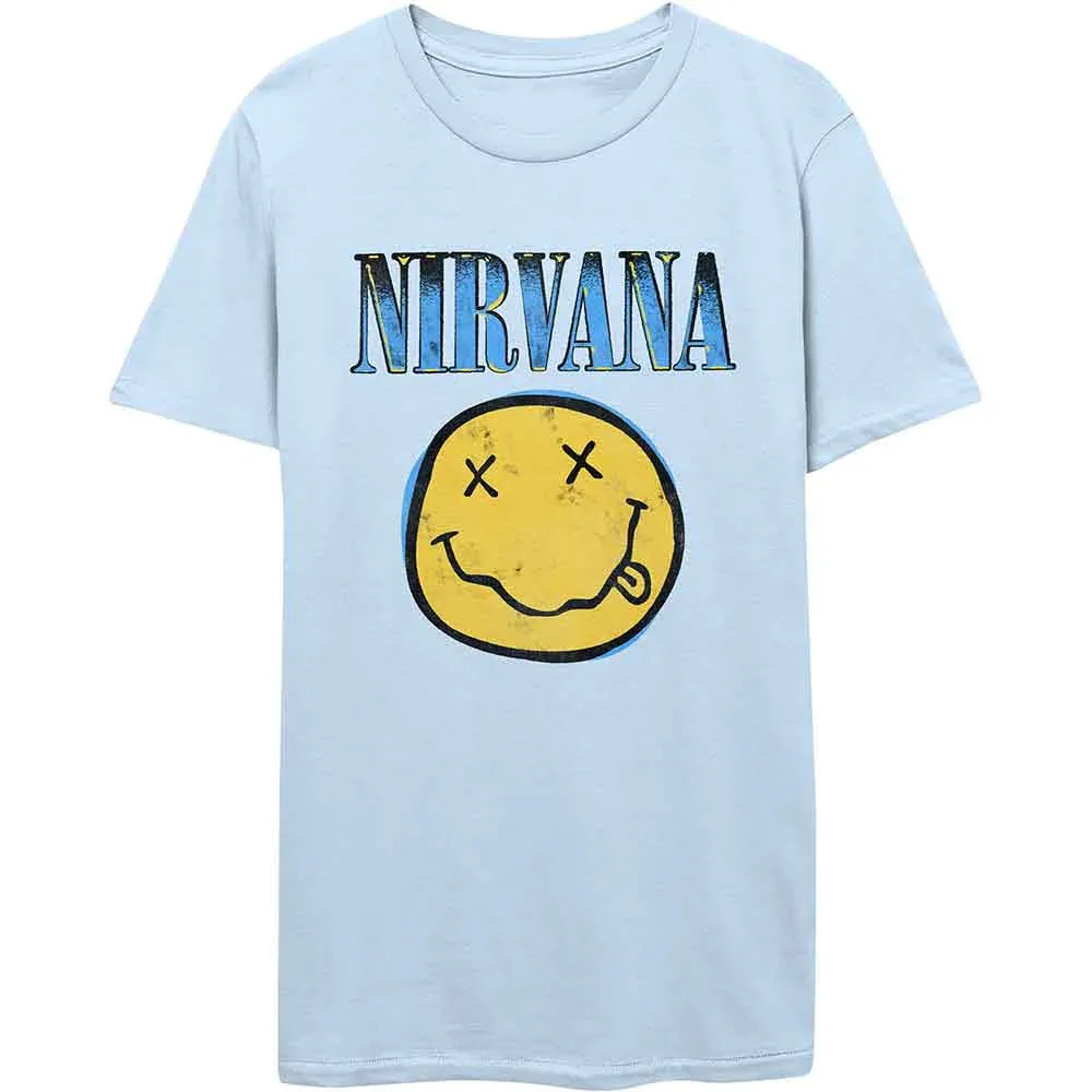 Nirvana - Xerox Happy Face Blue (T-Shirt) - Joco Records