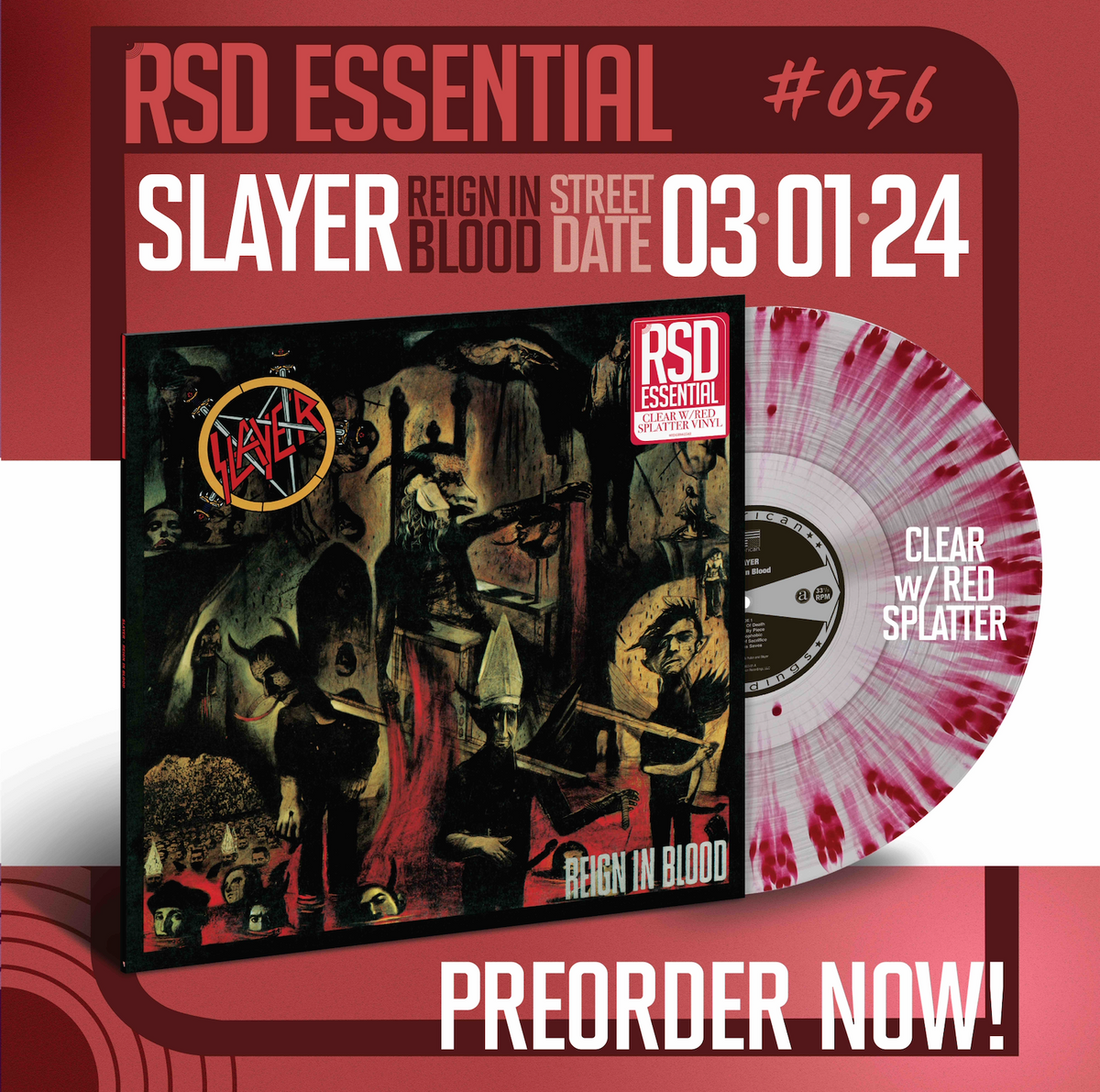Slayer - Reign In Blood (Indie Exclusive, Red Splatter Vinyl) (LP) - Joco Records