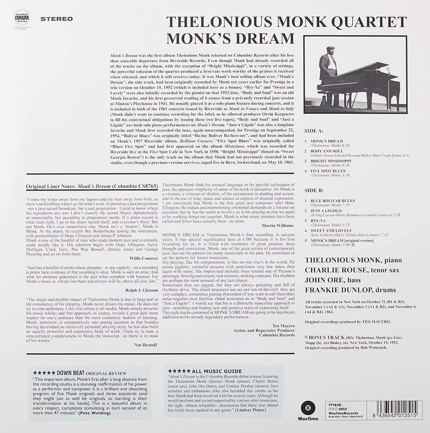 Thelonious Monk - Monk's Dream (Limited Edition Import, Remastered, 180 Gram) (LP) - Joco Records