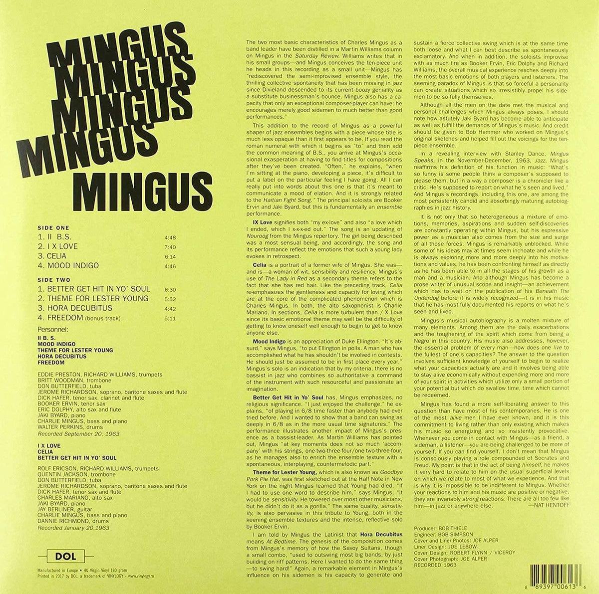 Charles Mingus - Mingus Mingus Mingus Mingus (Limited Edition, Remastered, 180 Gram, Blue Vinyl) (LP) - Joco Records