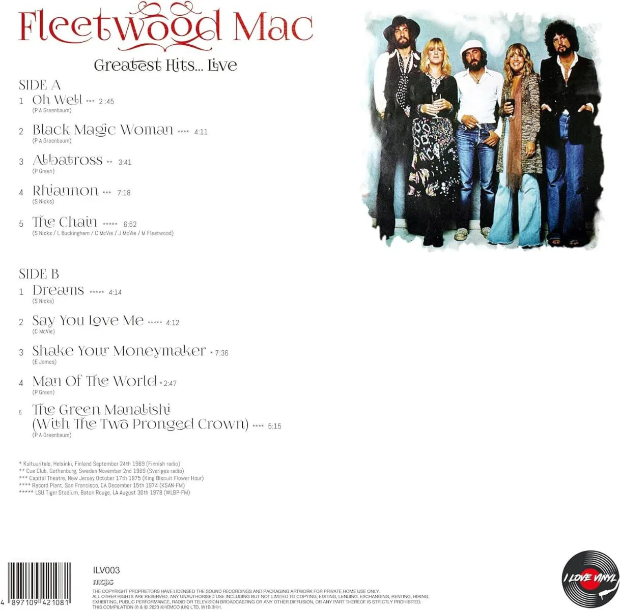 Fleetwood Mac - Greatest Hits... Live: The Record Plant 1974 (Broadcast Import) (LP)