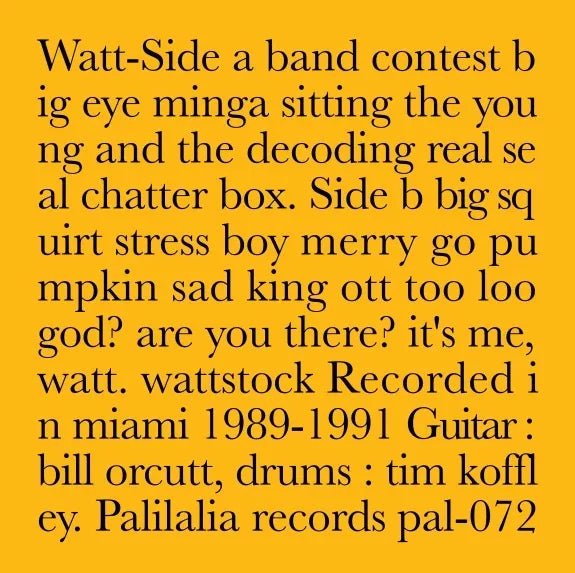 Watt - Recorded In Miami 1989 - 1991 (LP) - Joco Records
