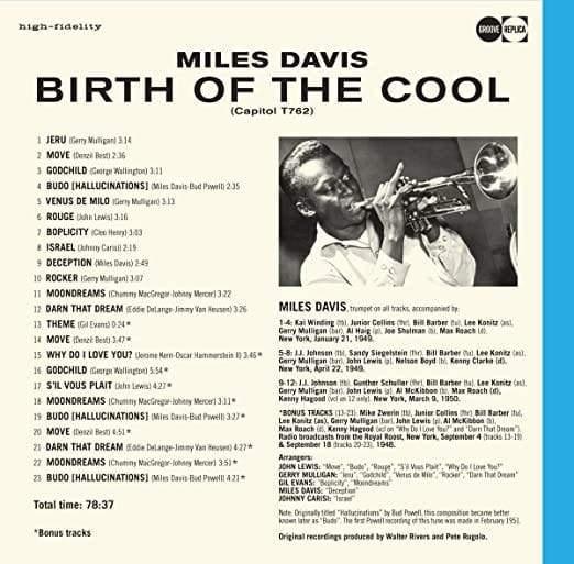 Miles Davis - Birth Of The Cool (Limited Edition Import, Includes Bonus Tracks, 180 Gram) (LP) - Joco Records