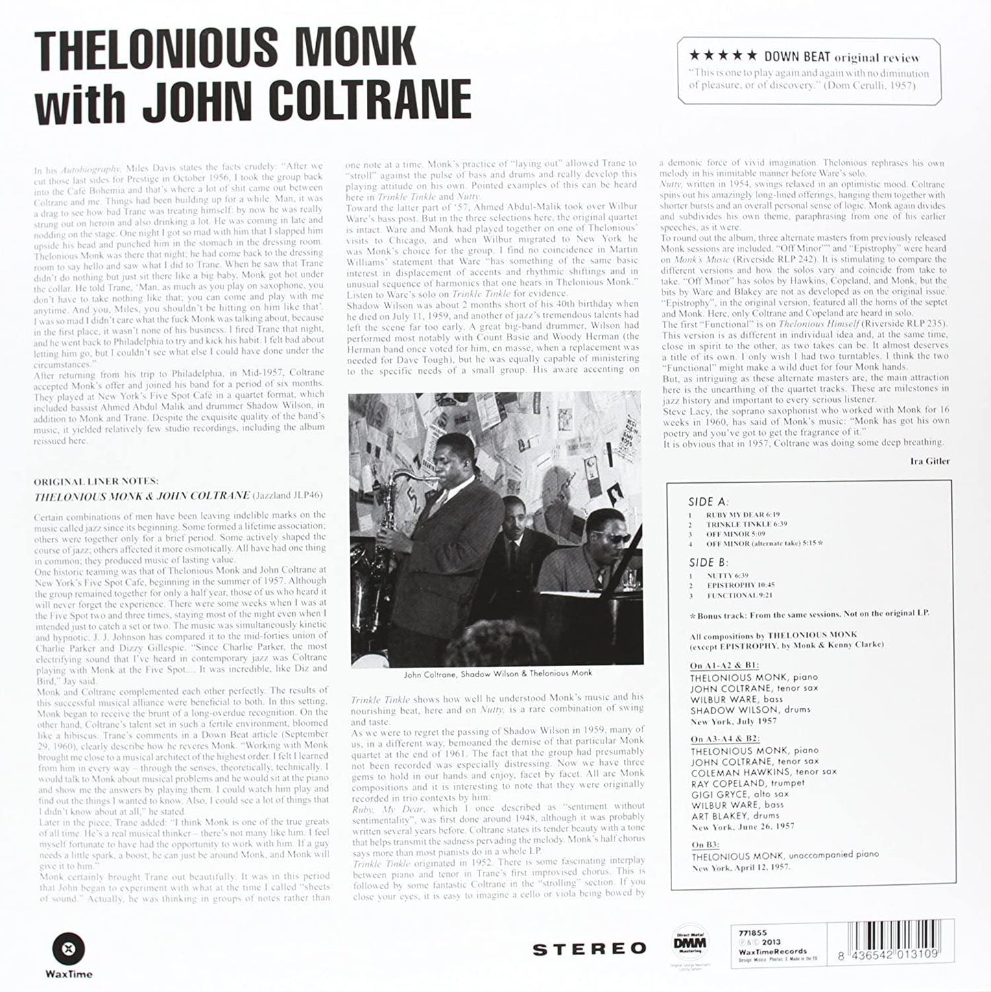 Thelonious Monk - Thelonious Monk With John Coltrane (Limited Edition, Bonus Tracks) (LP) - Joco Records