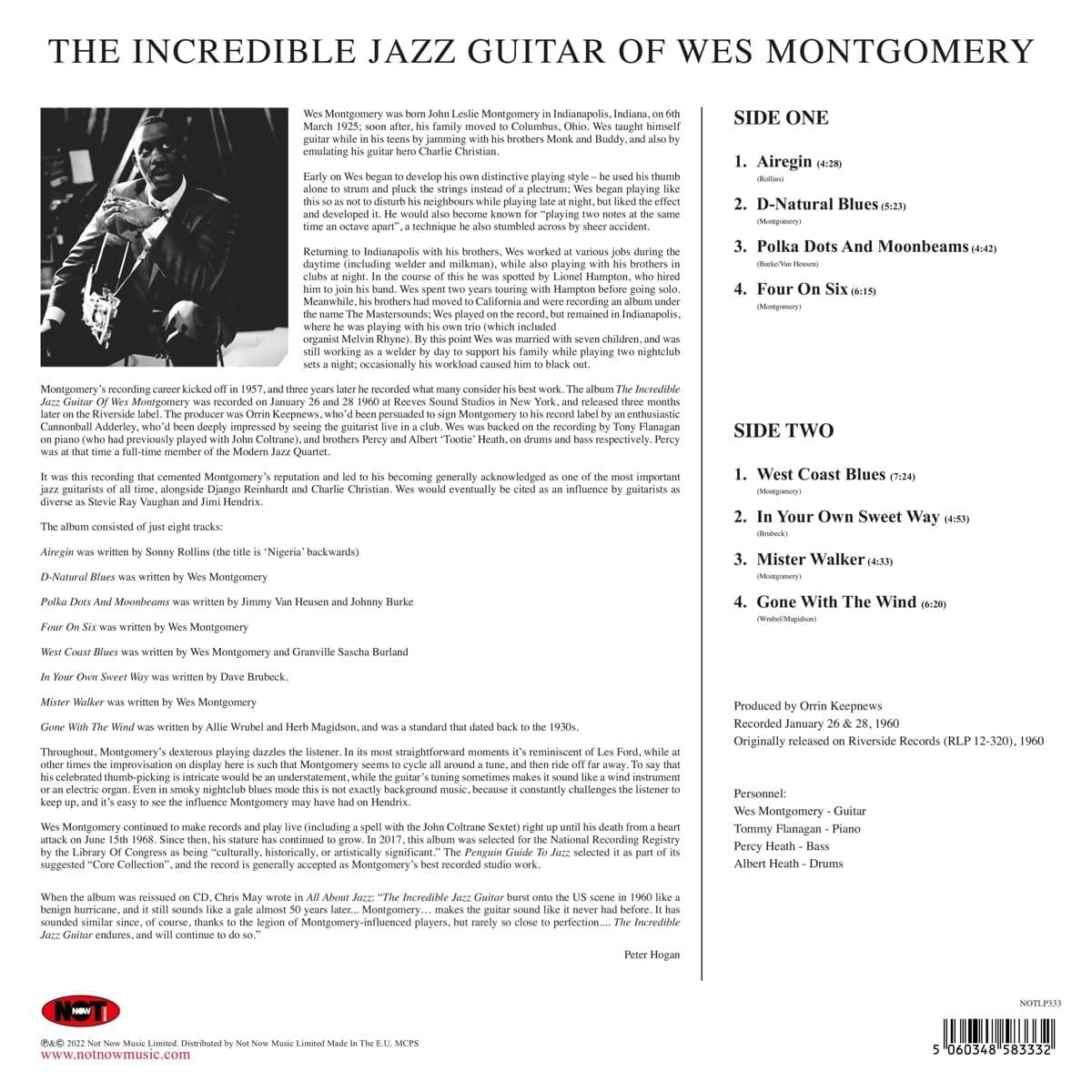Wes Montgomery - The Incredible Jazz Guitar Of Wes Montgomery (Import, 180 Gram) (LP) - Joco Records