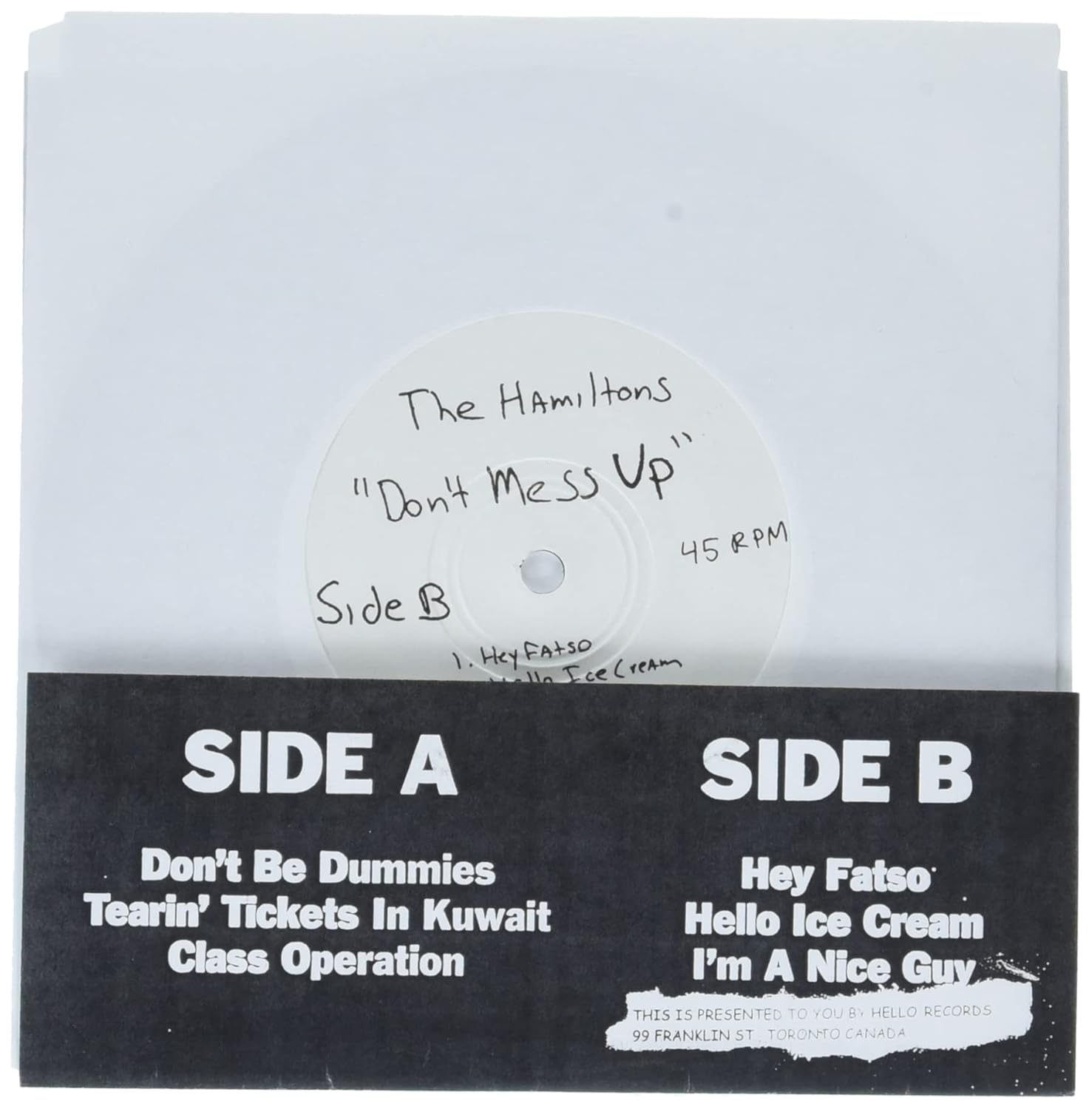 The Hamiltons - Don't Mess Up (7-Inch Vinyl) - Joco Records