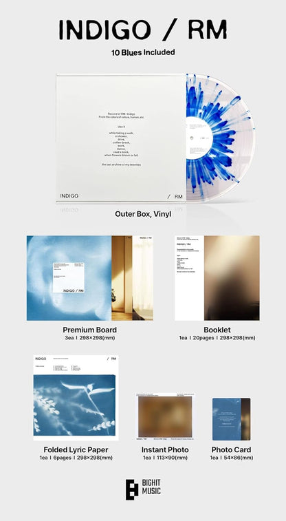 RM (BTS) - Indigo (Limited Edition, Clear & Blue Splatter Vinyl) (LP) - Joco Records