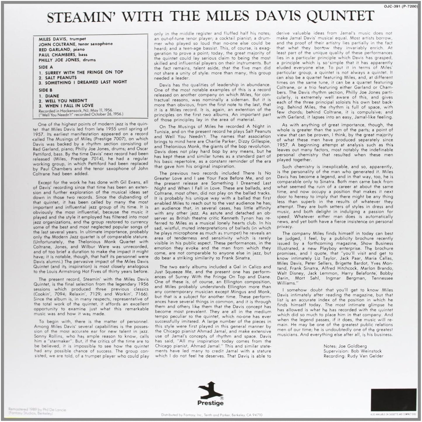 Miles Davis Quintet - Steamin' With The Miles Davis Quintet (LP)