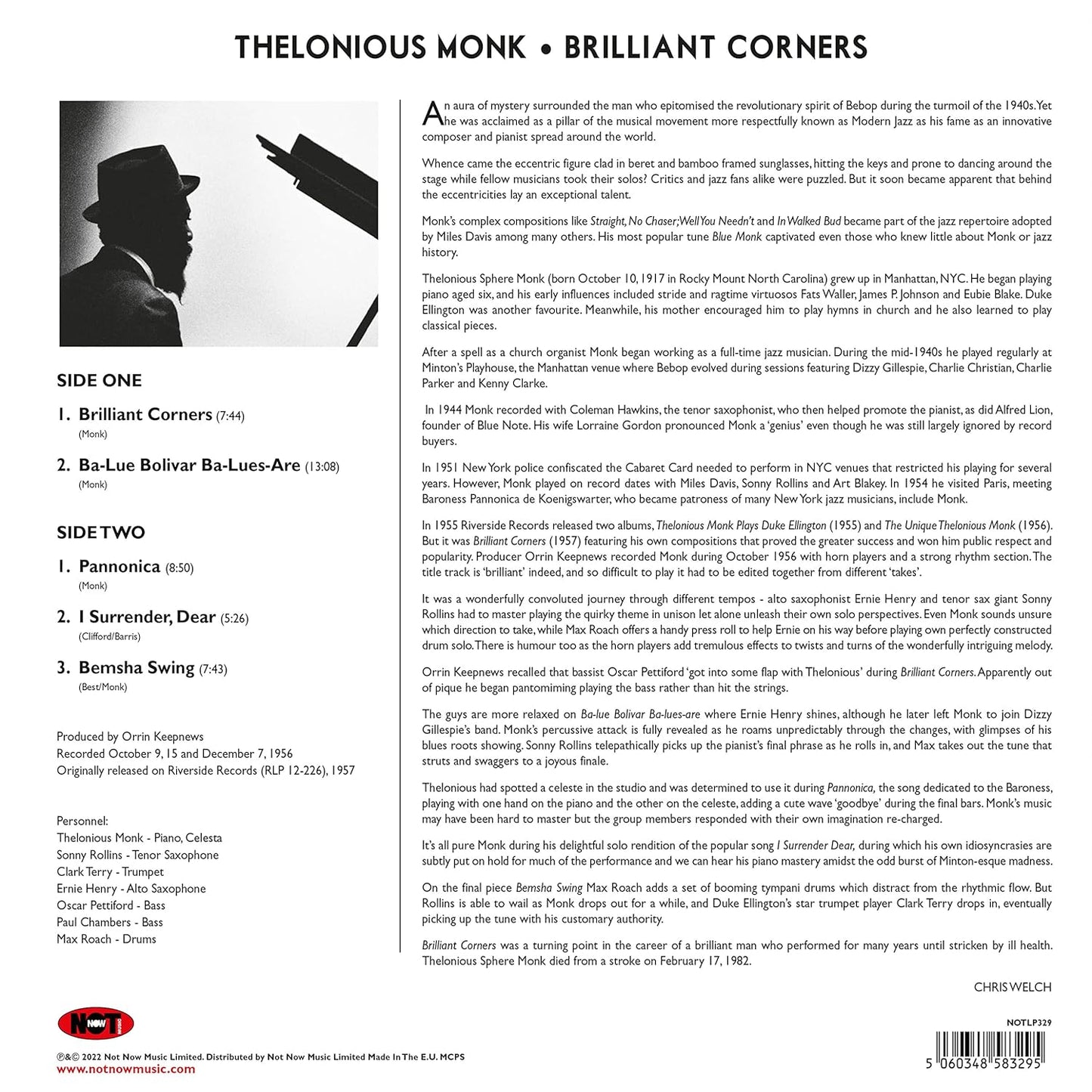 Thelonious Monk - Brilliant Corners (Import Edition, 180 Gram) (LP) - Joco Records