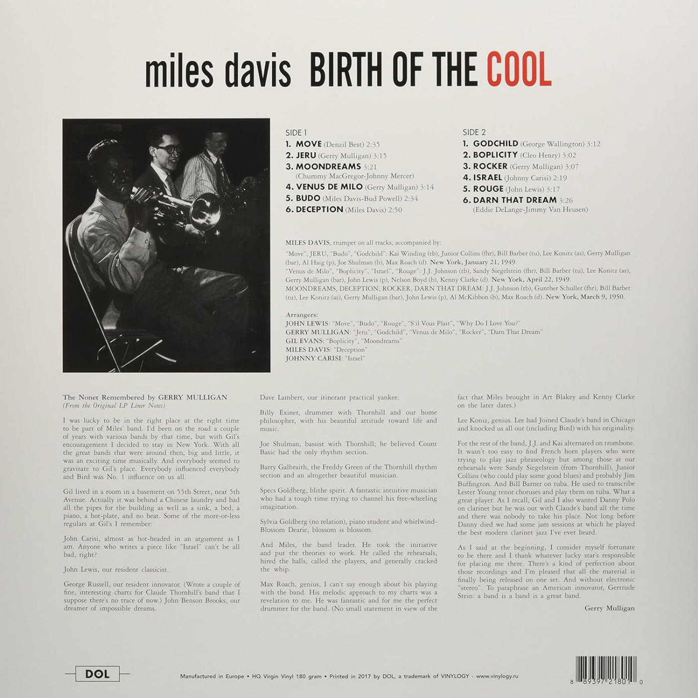 Miles Davis - Birth Of The Cool (Gatefod, 180 Gram) (LP) - Joco Records