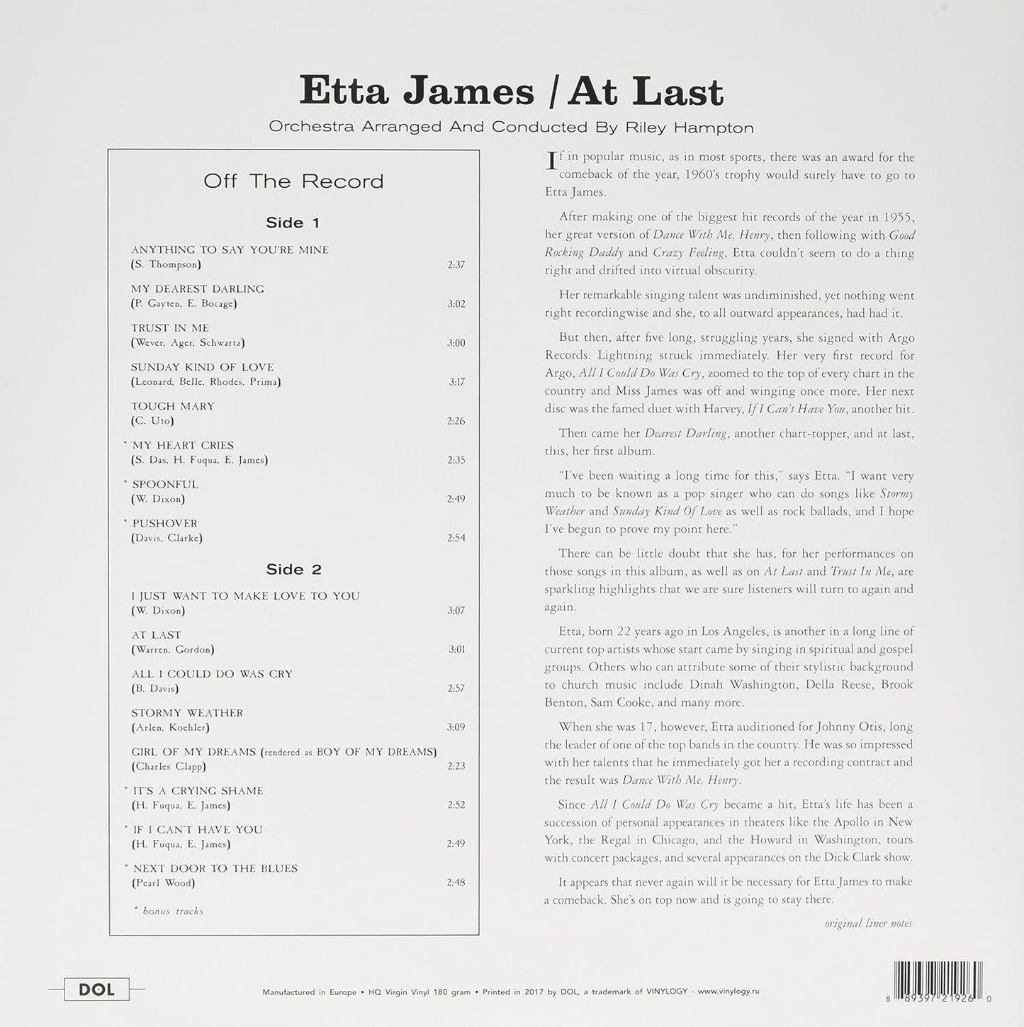 Etta James - At Last! (Gatefold, 180 Gram) (LP)