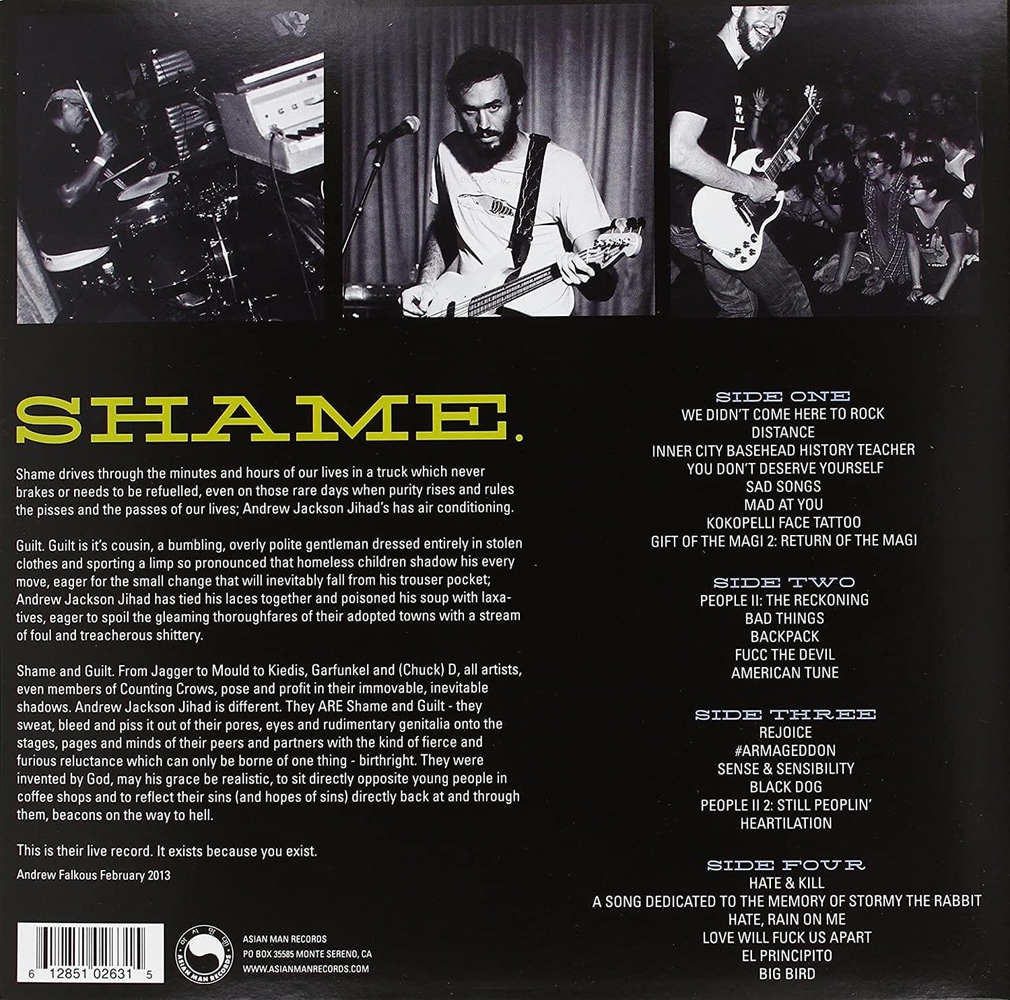 Andrew Jackson Jihad - Live At The Crescent Ballroom (2 LP) - Joco Records