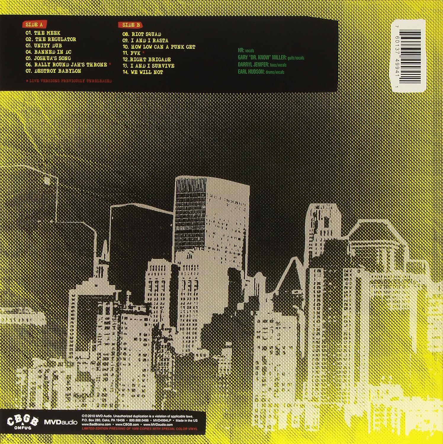 Bad Brains - Live At CBGB (Live Performances, Special Edition Import) (LP) - Joco Records