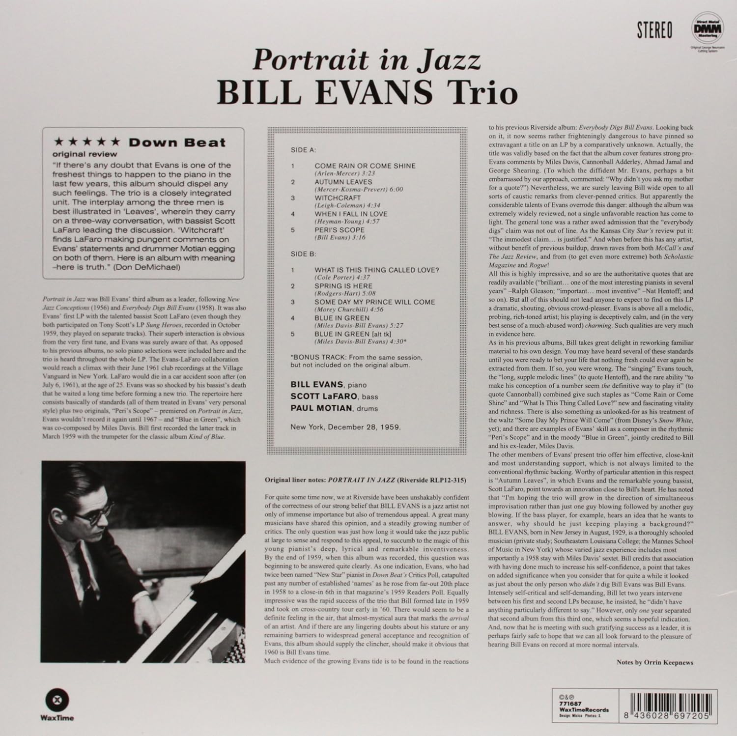 Bill Evans - Portrait In Jazz (LP) - Joco Records