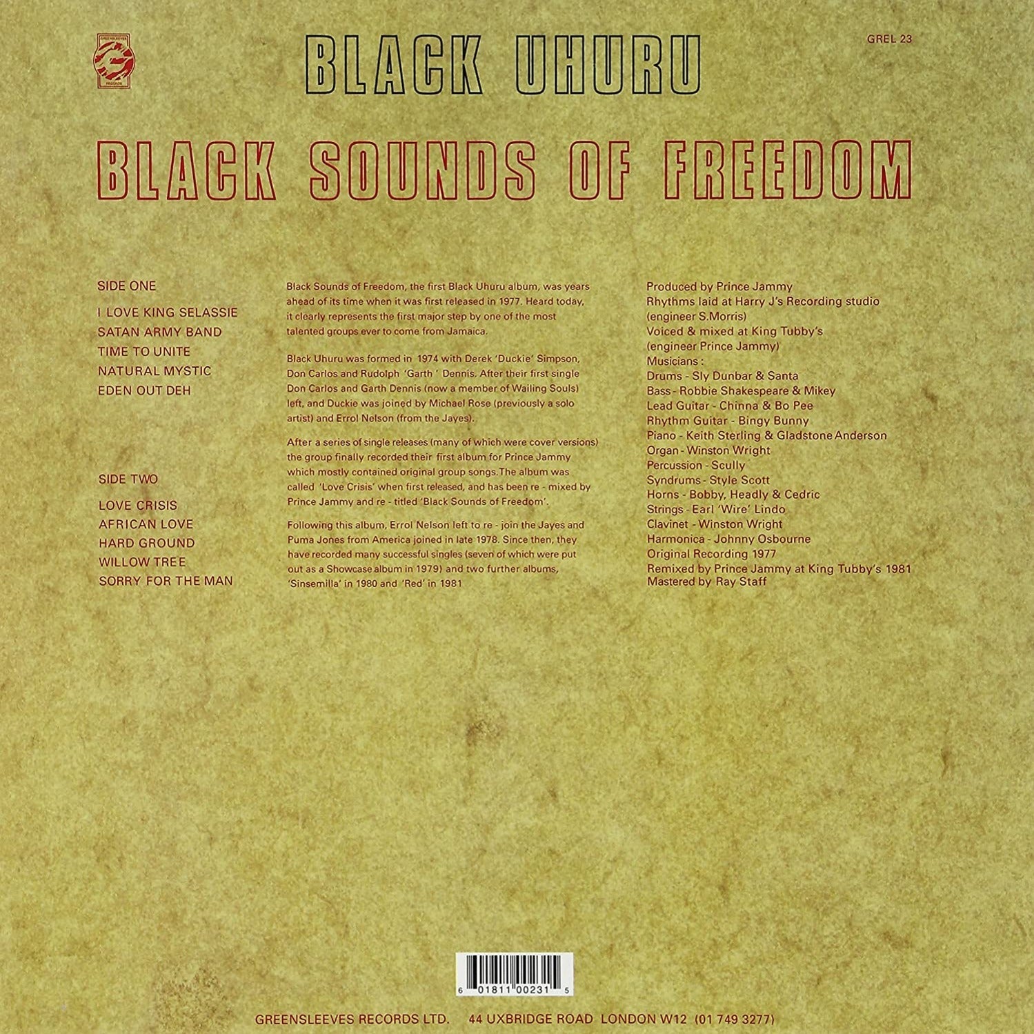 Black Uhuru - Black Sounds of Freedom (LP) - Joco Records