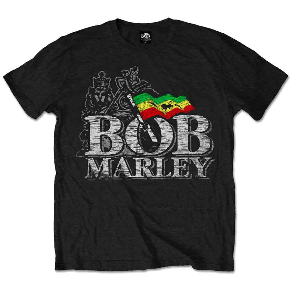 Bob Marley - Distressed Logo Shirt (T-Shirt) - Joco Records