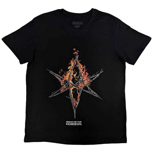 Bring Me The Horizon - Flame Hex & Text Logo (T-Shirt) - Joco Records