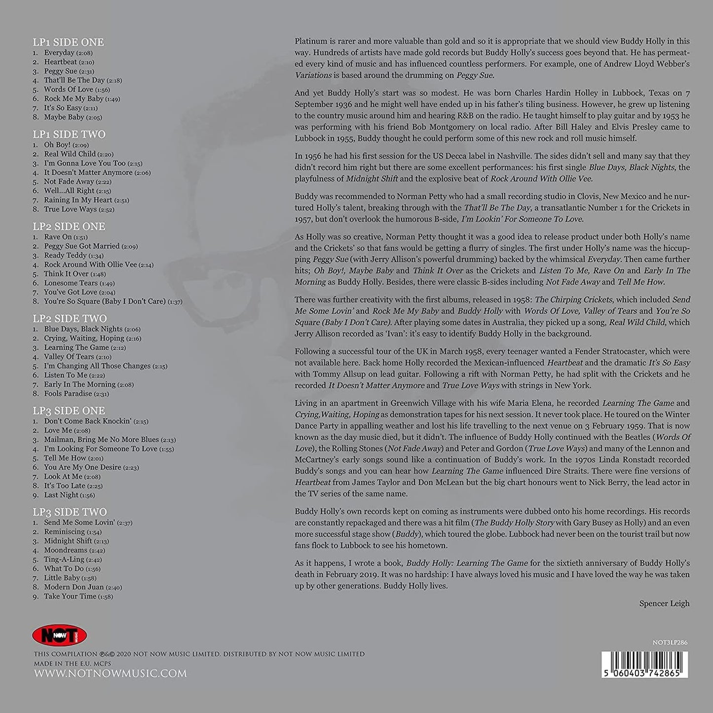 Buddy Holly - The Platinum Collection (Limited Edition, White Color Vinyl) (3 LP) - Joco Records