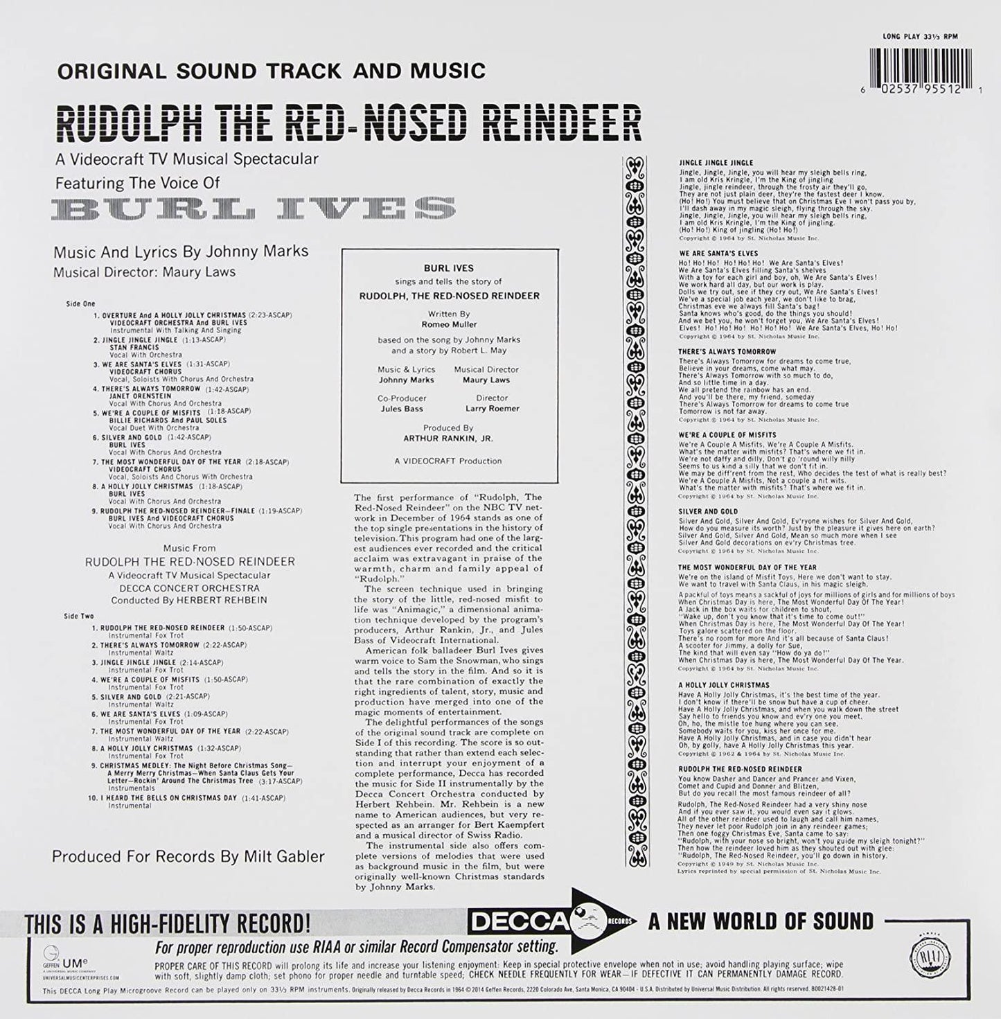 Burl Ives - Rudolph The Red Nosed Reindeer (Original Soundtrack) (LP) - Joco Records