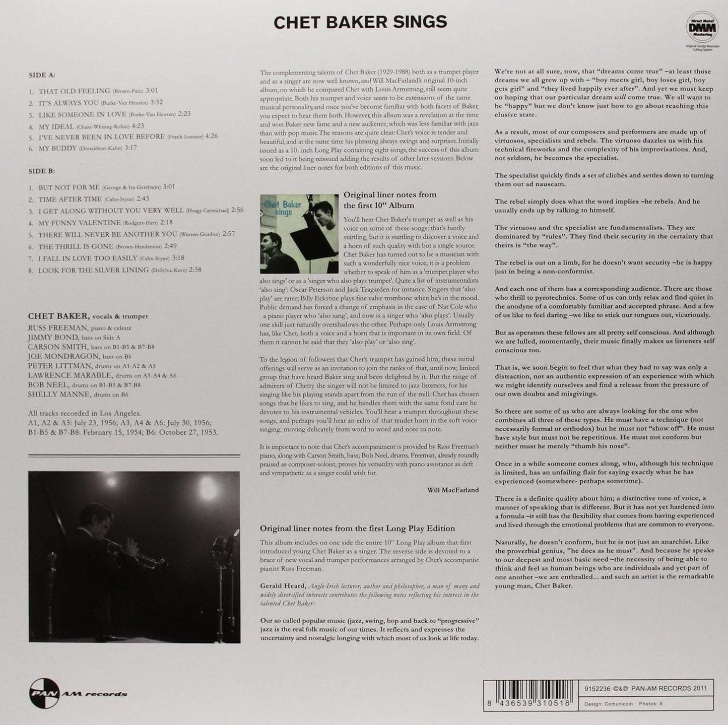 Chet Baker - Sings (Limited Edition Import, Remastered) (LP) - Joco Records
