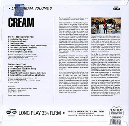 Cream - Live Cream: Vol. 3 (Import, Mono) (LP) - Joco Records