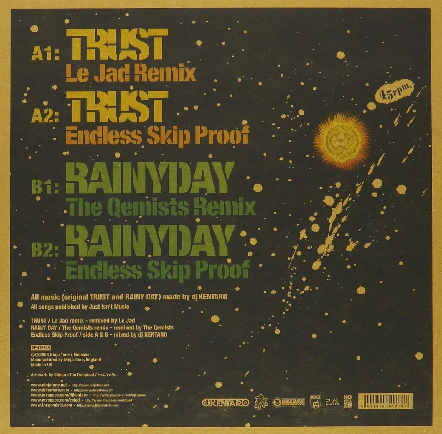 Dj Kentaro - Trust / Rainy Day (Vinyl Ep) - Joco Records