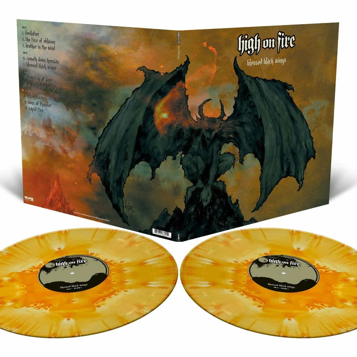 High on Fire - Blessed Black Wings (Color Vinyl, Blue, Orange) (2 LP) - Joco Records