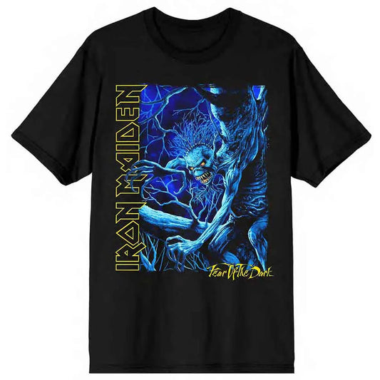 Iron Maiden - Fear Of The Dark Blue Tone Eddie Vertical Logo (T-Shirt) - Joco Records