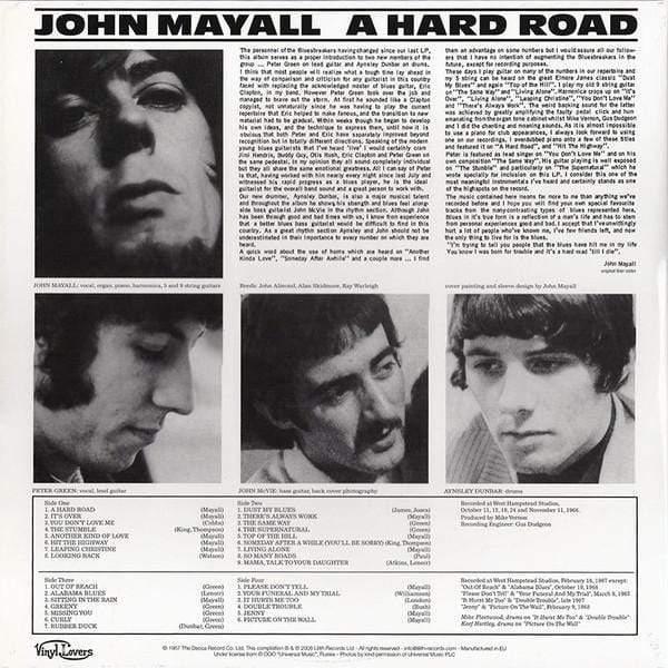 John Mayall & The Bluesbreakers - A Hard Road (Bonus Tracks) (2 LP) - Joco Records