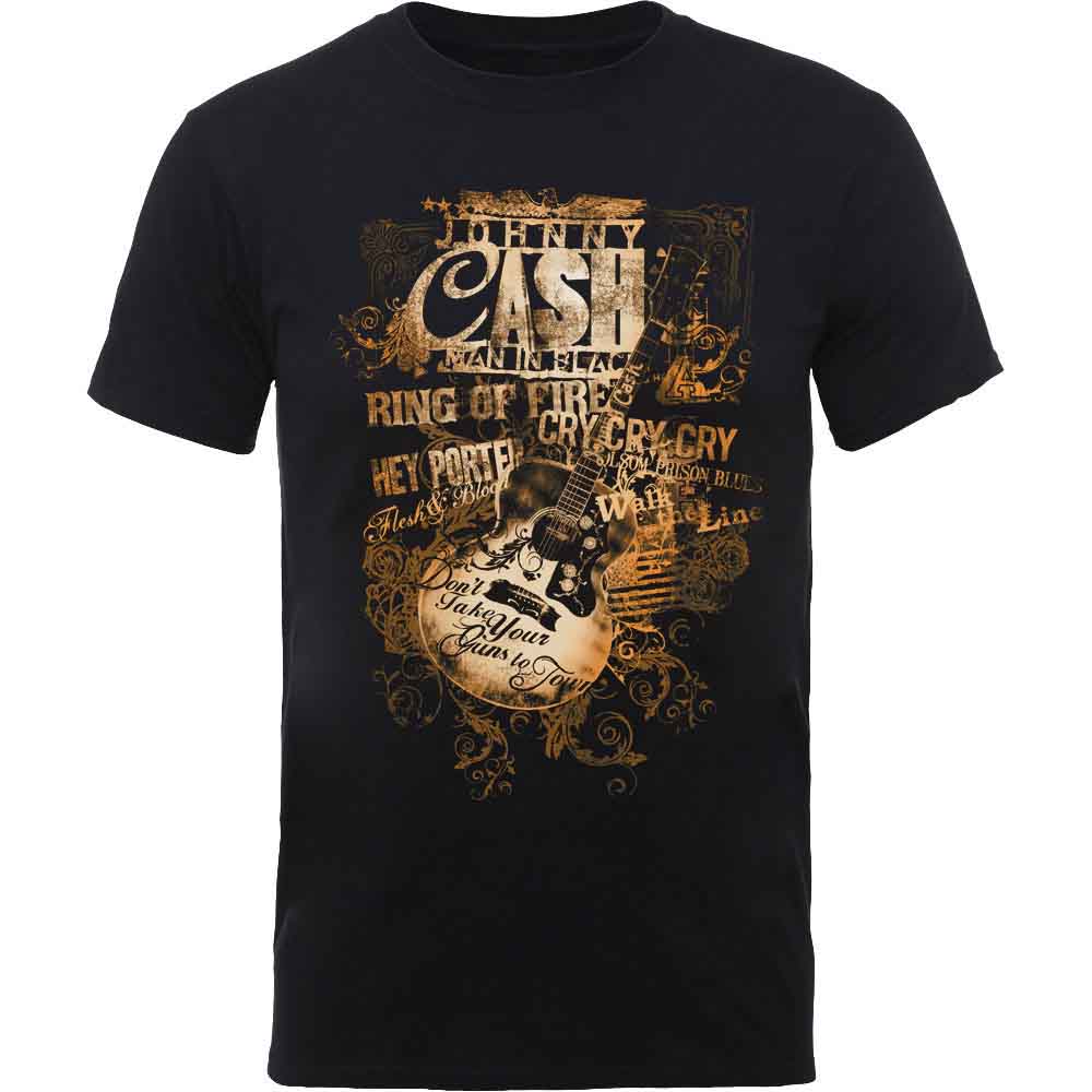 Johnny Cash - Guitar Song Titles (T-Shirt) - Joco Records
