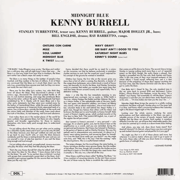 Kenny Burrell - Midnight Blue (Deluxe Gatefold Edition, Remastered, 180 Gram) (LP) - Joco Records