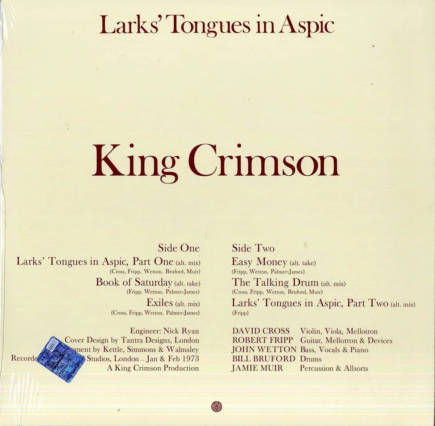 King Crimson - Larks Tongues In Aspic (Alternative Edition) (Remixed by Wilson & Fripp, 200 Gram Audiophile) (LP) - Joco Records