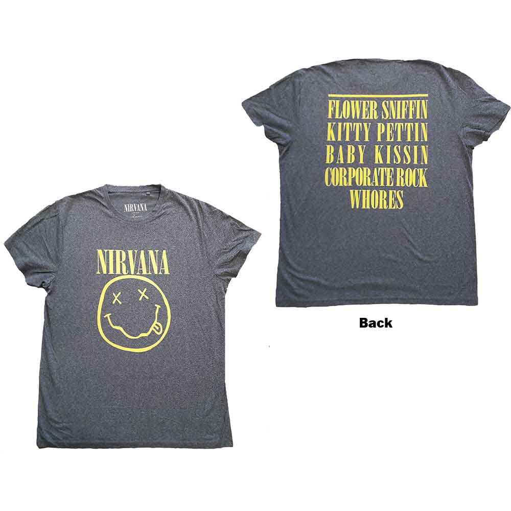 Nirvana - Yellow Happy Face Logo Tee (T-Shirt) - Joco Records