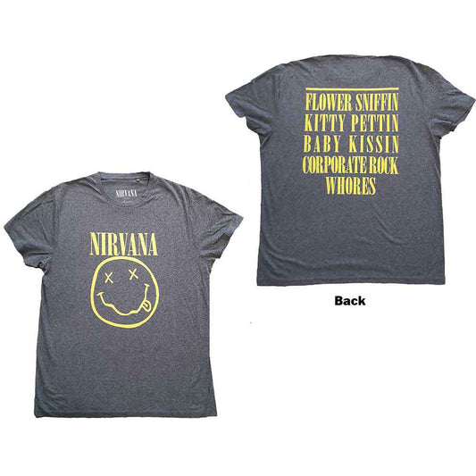 Nirvana - Yellow Happy Face Logo Tee (T-Shirt) - Joco Records