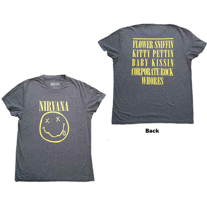 Nirvana - Yellow Happy Face Logo Tee (T-Shirt) - Joco Records