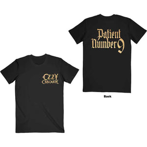 T-Shirt Officiel Ozzy Osbourne 'Patient No. 9' - Logo Graphique Doré, Homme, Noir, Taille M