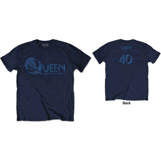 Queen - News Of The World 40th Vintage Logo (T-Shirt) - Joco Records