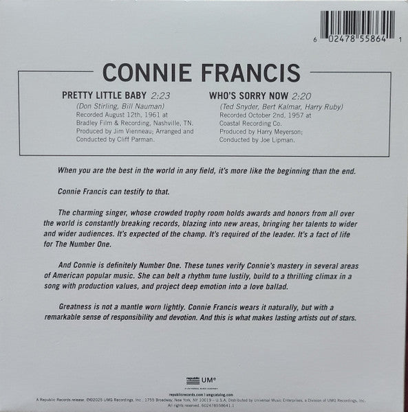 Connie Francis - Pretty Little Baby (Baby Pink, 7" Vinyl Single)