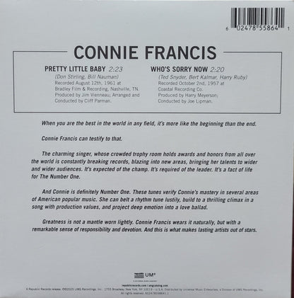 Connie Francis - Pretty Little Baby (Baby Pink, 7" Vinyl Single)