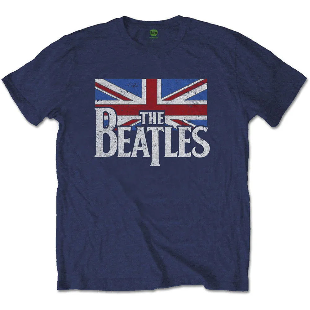 The Beatles - Drop T Logo & Vintage Flag (T-Shirt) - Joco Records