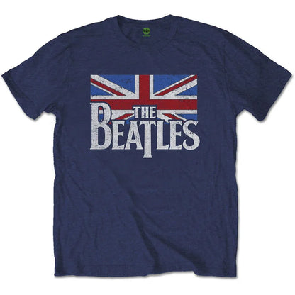 The Beatles - Drop T Logo & Vintage Flag (T-Shirt) - Joco Records