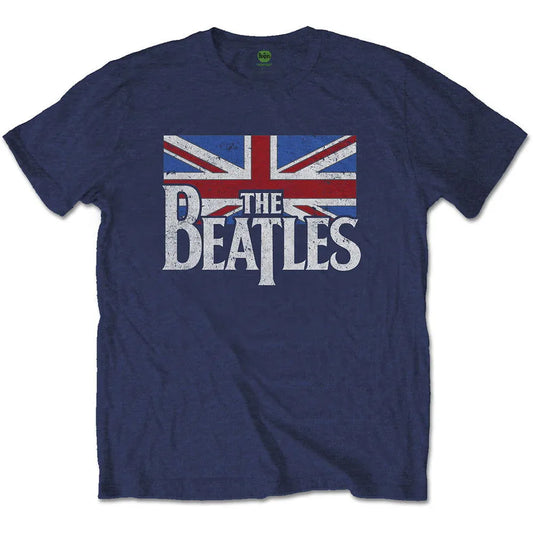 The Beatles - Drop T Logo & Vintage Flag (T-Shirt) - Joco Records