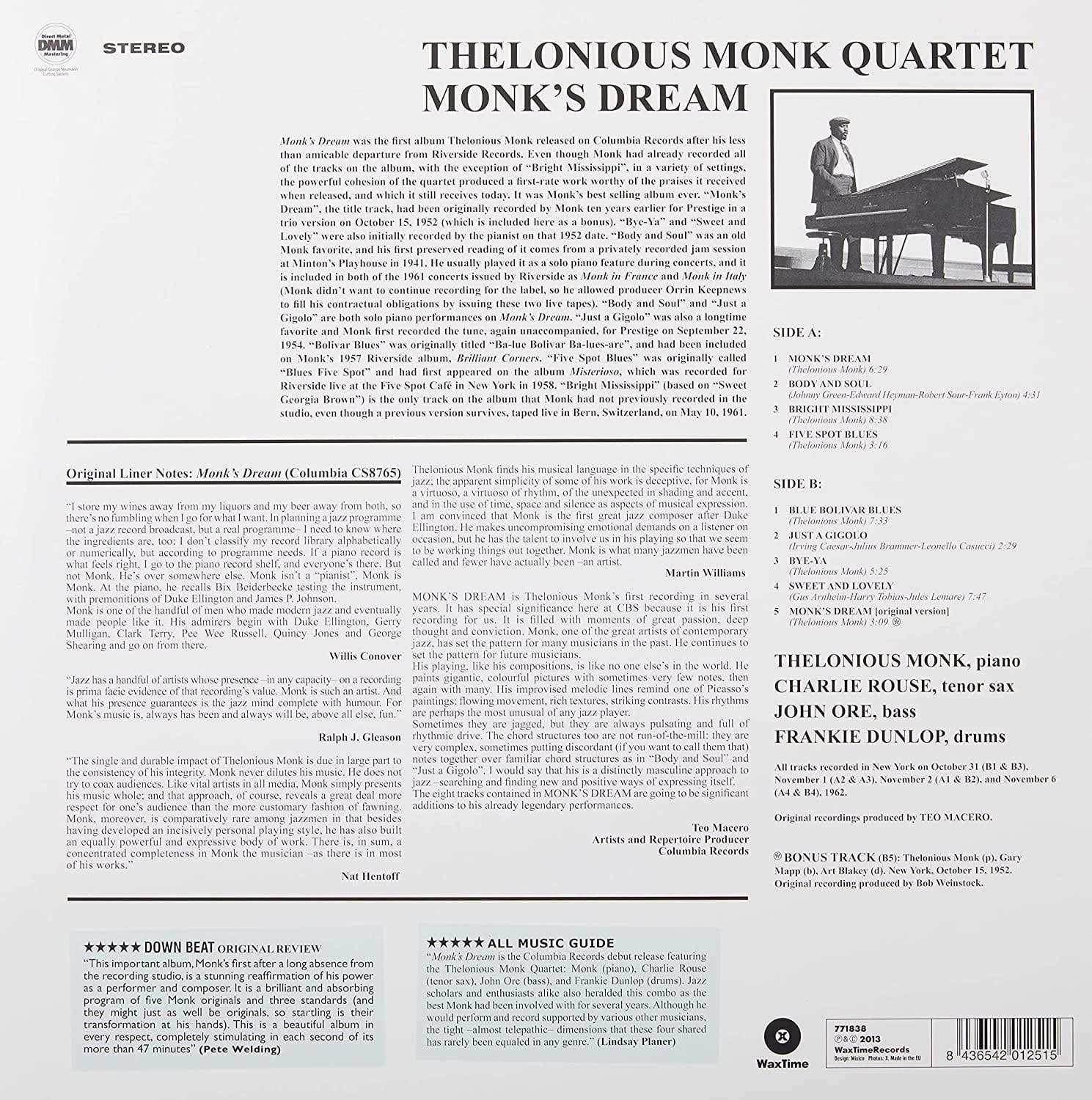 Thelonious Monk - Monk's Dream (Limited Edition Import, Remastered, 180 Gram) (LP) - Joco Records