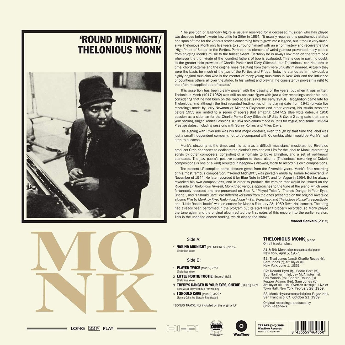 Thelonious Monk - 'Round Midnight (Limited Edition, Bonus Track, Remastered, 180 Gram) (LP) - Joco Records