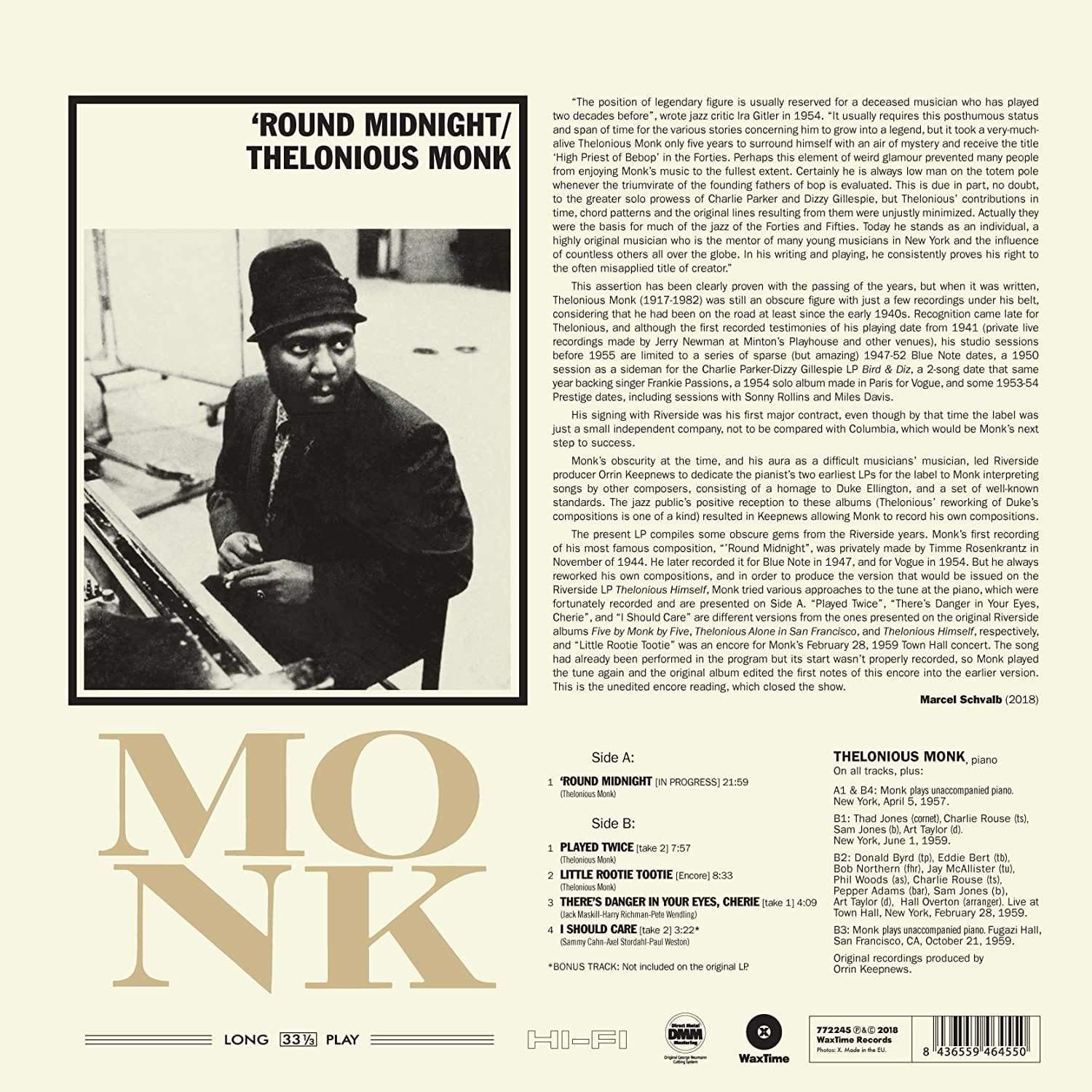 Thelonious Monk - 'Round Midnight (Limited Edition, Bonus Track, Remastered, 180 Gram) (LP) - Joco Records